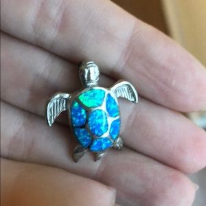 Turtle teal pendant corn necklace